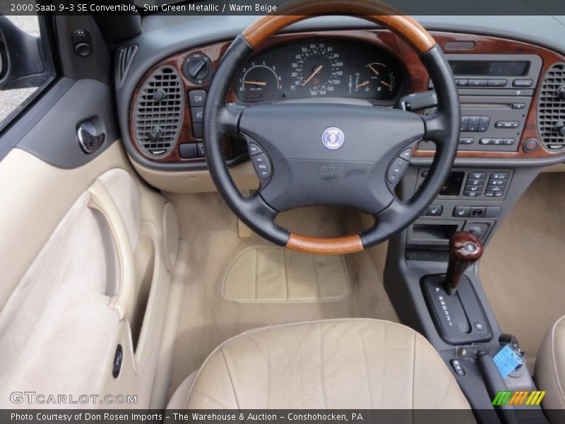 Sun Green Metallic / Warm Beige 2000 Saab 9-3 SE Convertible