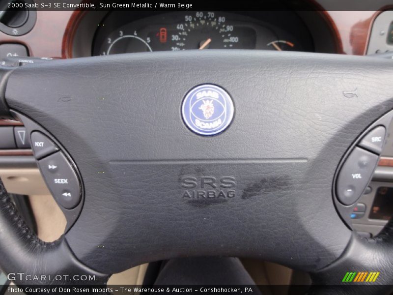 Sun Green Metallic / Warm Beige 2000 Saab 9-3 SE Convertible