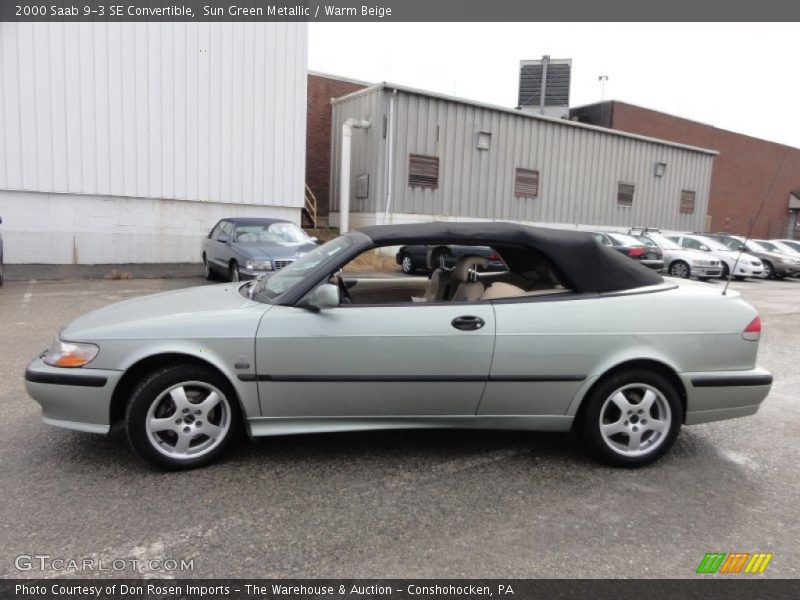 Sun Green Metallic / Warm Beige 2000 Saab 9-3 SE Convertible