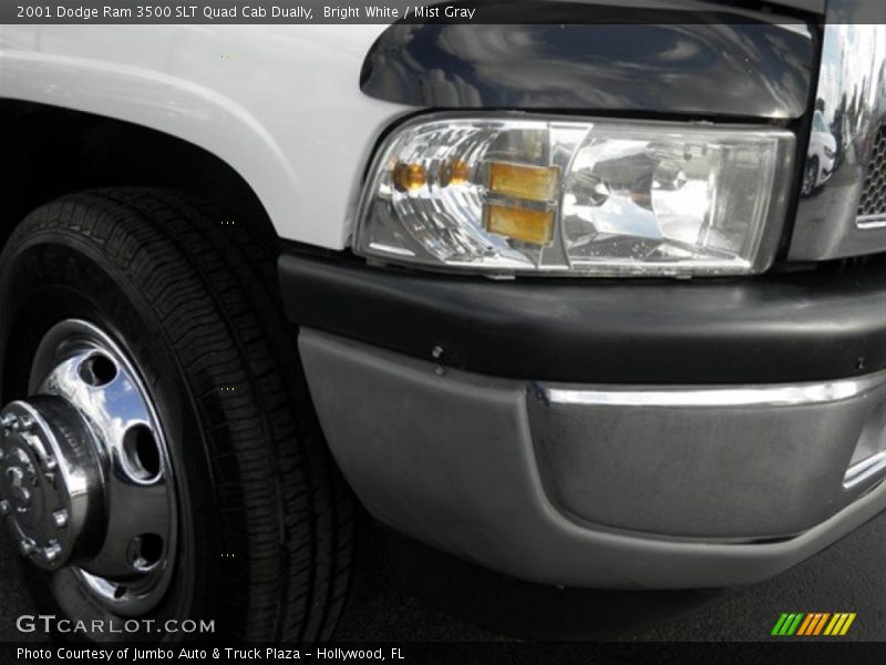 Bright White / Mist Gray 2001 Dodge Ram 3500 SLT Quad Cab Dually