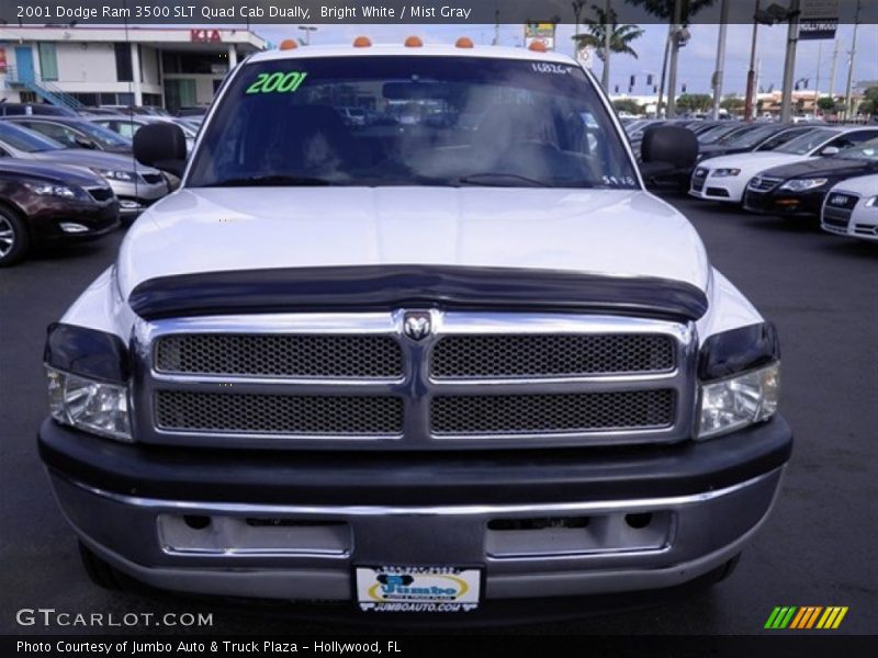 Bright White / Mist Gray 2001 Dodge Ram 3500 SLT Quad Cab Dually