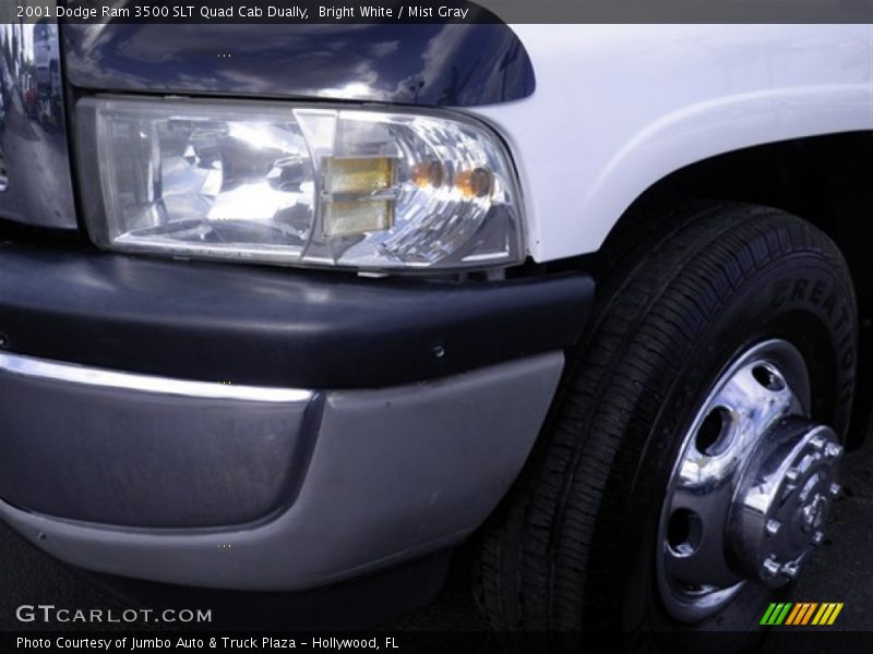 Bright White / Mist Gray 2001 Dodge Ram 3500 SLT Quad Cab Dually