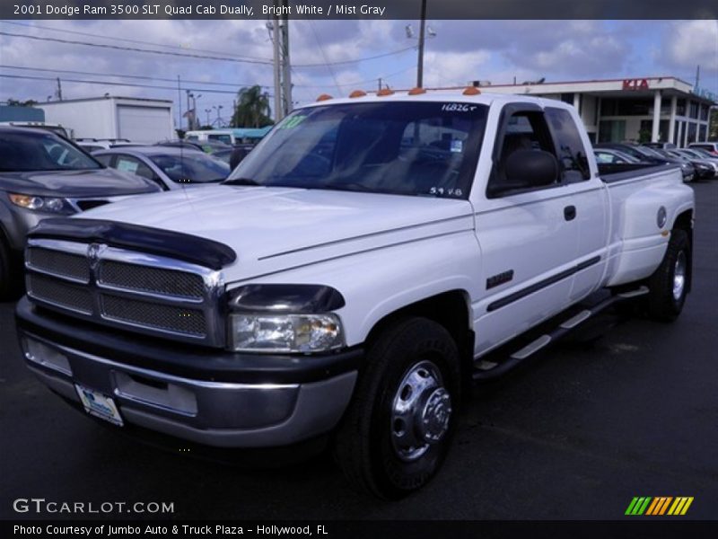 Bright White / Mist Gray 2001 Dodge Ram 3500 SLT Quad Cab Dually