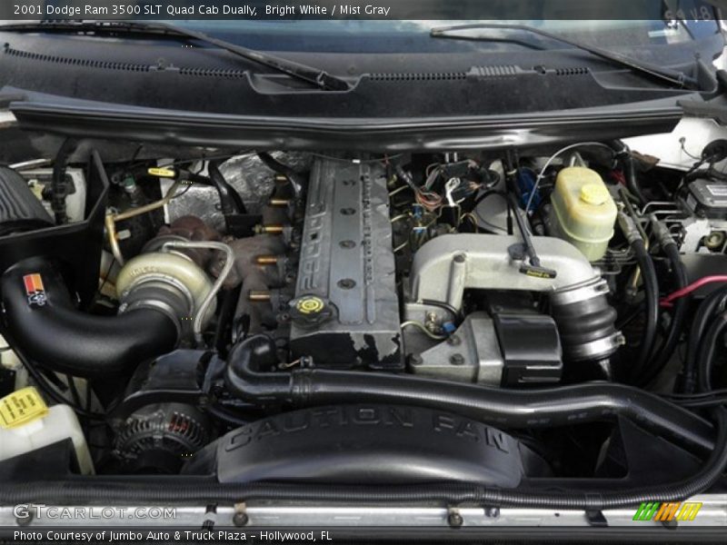 Bright White / Mist Gray 2001 Dodge Ram 3500 SLT Quad Cab Dually