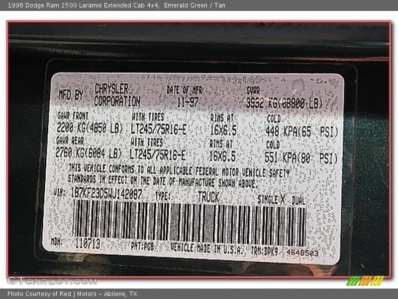 Emerald Green / Tan 1998 Dodge Ram 2500 Laramie Extended Cab 4x4