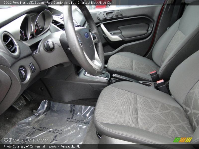 Red Candy Metallic / Charcoal Black/Blue Cloth 2011 Ford Fiesta SEL Sedan