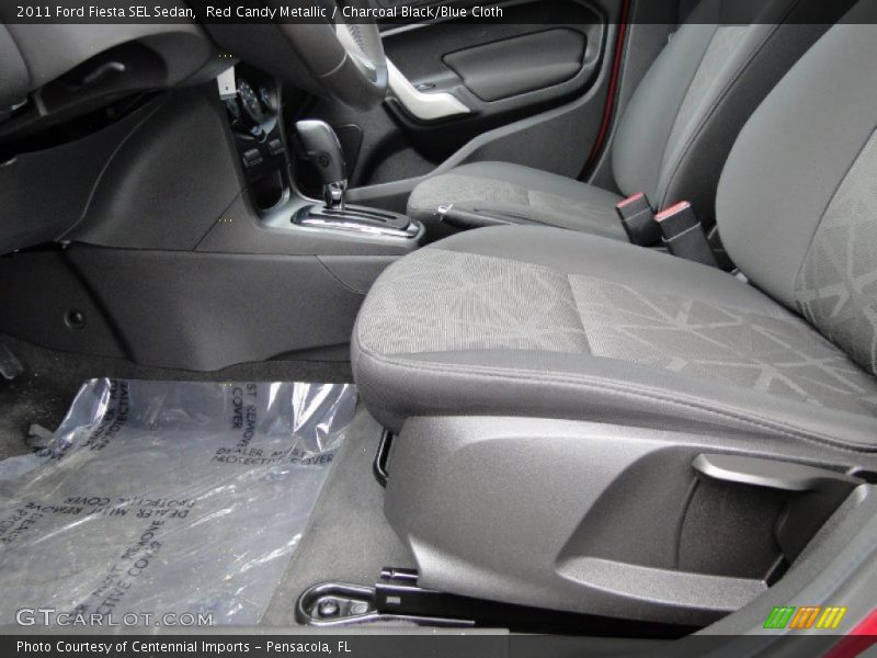 Red Candy Metallic / Charcoal Black/Blue Cloth 2011 Ford Fiesta SEL Sedan