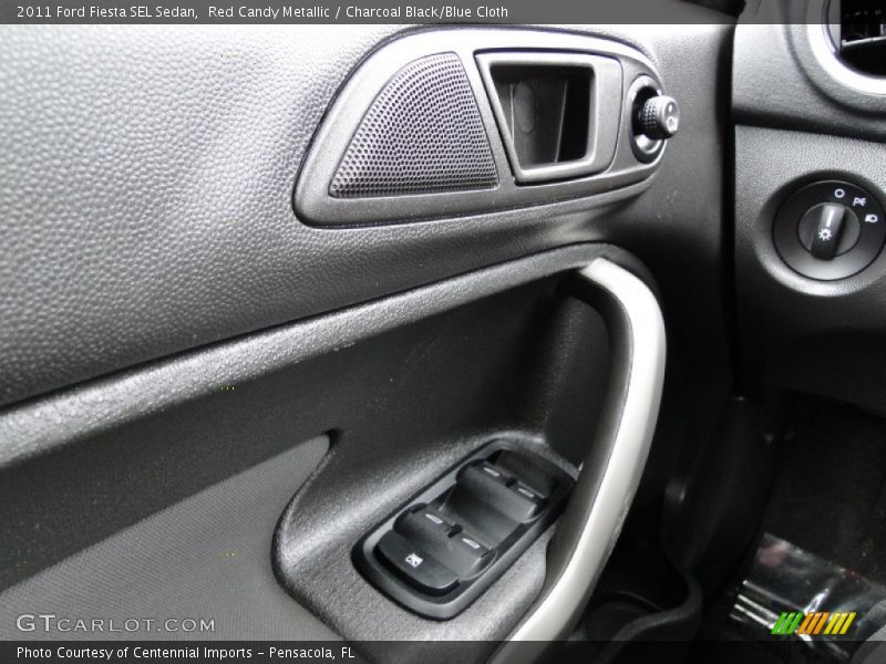 Red Candy Metallic / Charcoal Black/Blue Cloth 2011 Ford Fiesta SEL Sedan