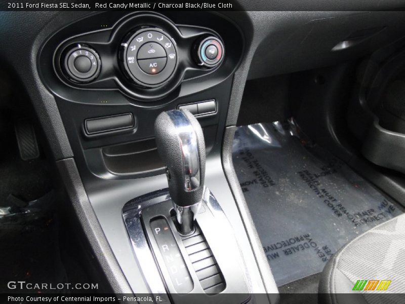Red Candy Metallic / Charcoal Black/Blue Cloth 2011 Ford Fiesta SEL Sedan