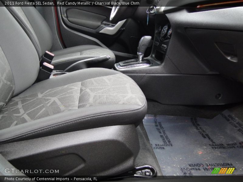 Red Candy Metallic / Charcoal Black/Blue Cloth 2011 Ford Fiesta SEL Sedan