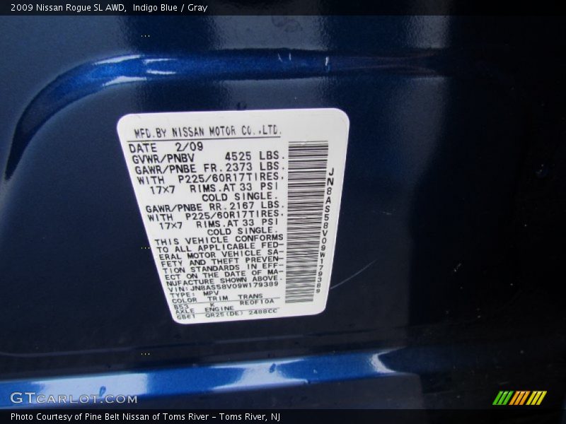 2009 Rogue SL AWD Indigo Blue Color Code B53