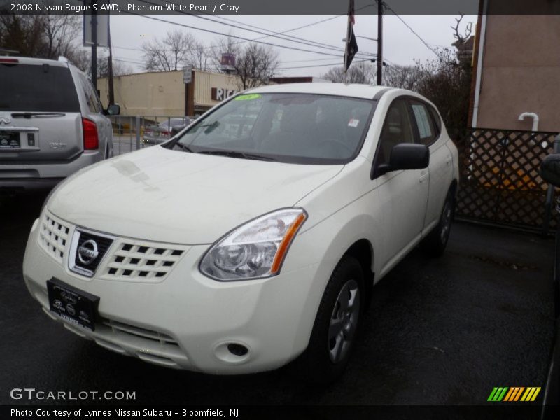 Phantom White Pearl / Gray 2008 Nissan Rogue S AWD