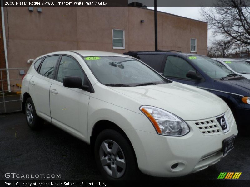 Phantom White Pearl / Gray 2008 Nissan Rogue S AWD