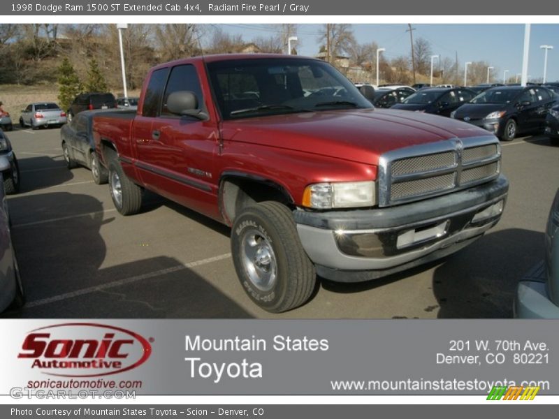 Radiant Fire Pearl / Gray 1998 Dodge Ram 1500 ST Extended Cab 4x4