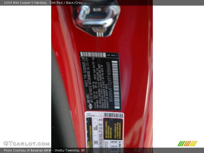 Chili Red / Black/Grey 2009 Mini Cooper S Hardtop