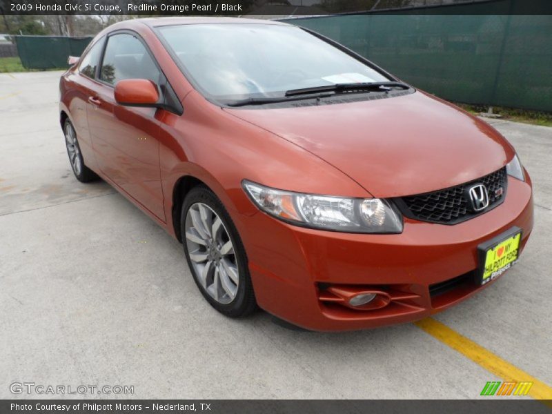 Redline Orange Pearl / Black 2009 Honda Civic Si Coupe