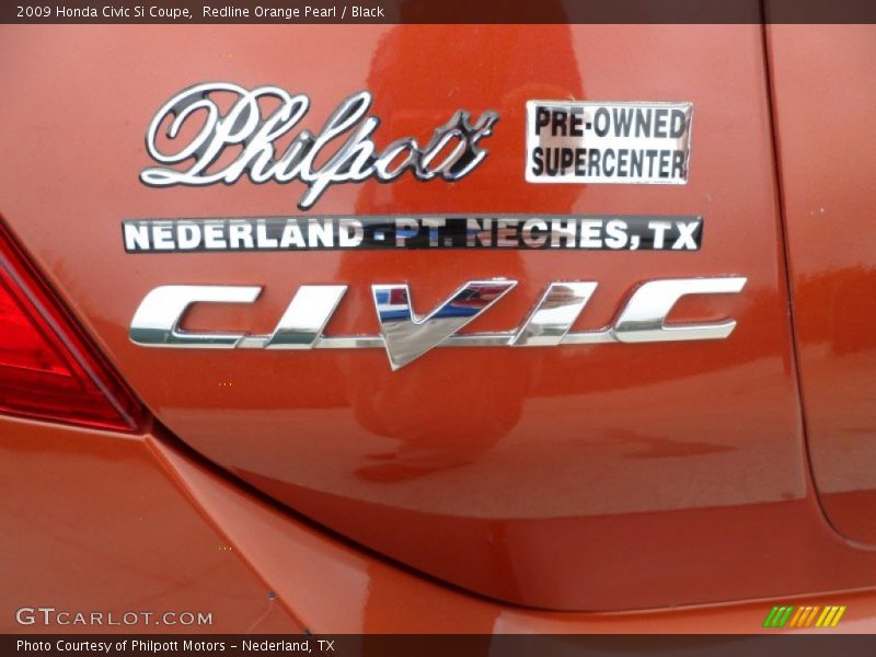 Redline Orange Pearl / Black 2009 Honda Civic Si Coupe