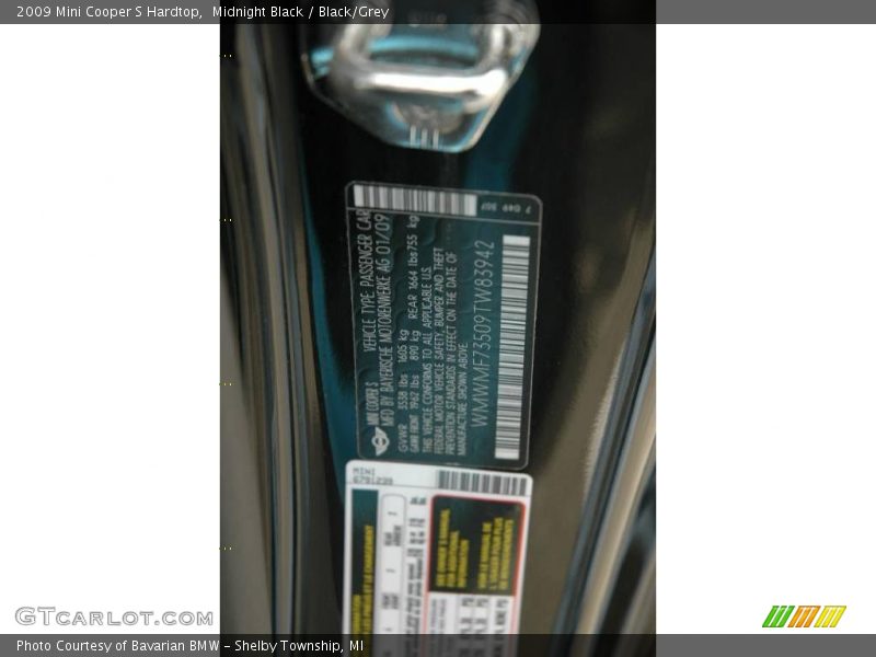 Midnight Black / Black/Grey 2009 Mini Cooper S Hardtop
