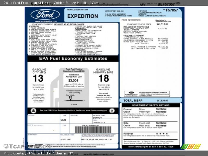  2011 Expedition XLT 4x4 Window Sticker