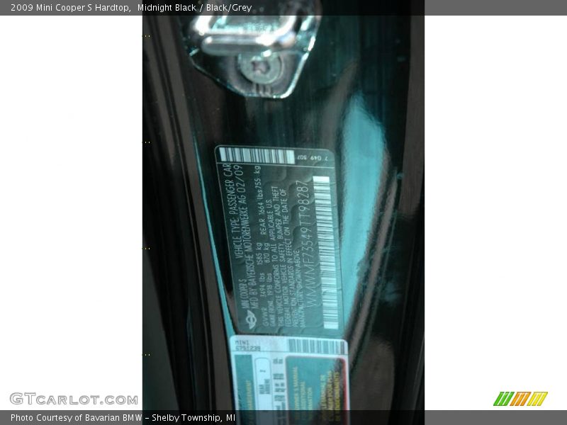 Midnight Black / Black/Grey 2009 Mini Cooper S Hardtop