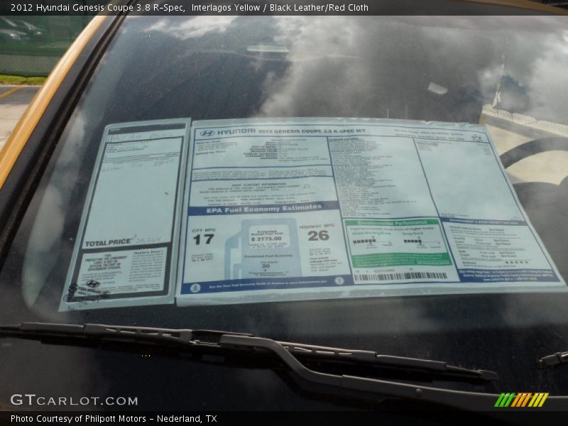  2012 Genesis Coupe 3.8 R-Spec Window Sticker