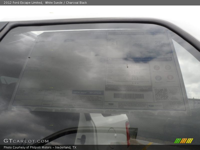White Suede / Charcoal Black 2012 Ford Escape Limited