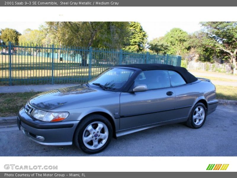 Steel Gray Metallic / Medium Gray 2001 Saab 9-3 SE Convertible