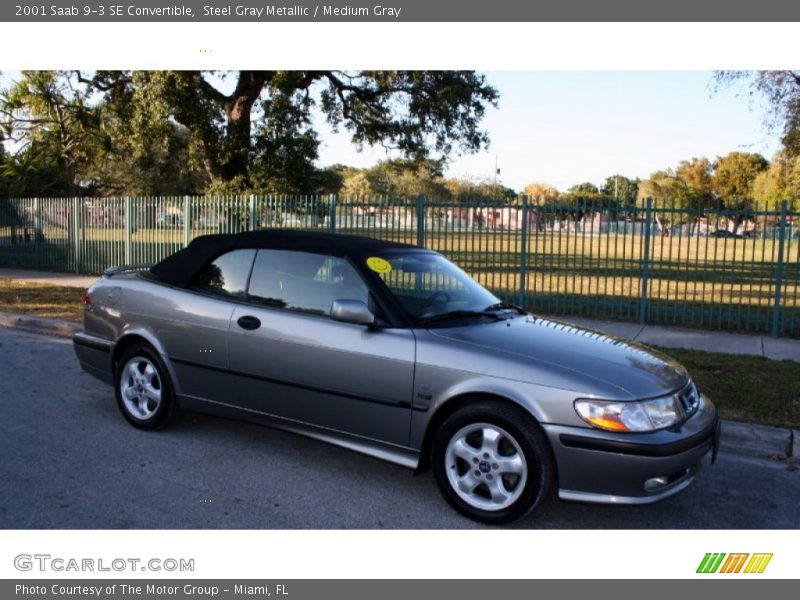 Steel Gray Metallic / Medium Gray 2001 Saab 9-3 SE Convertible