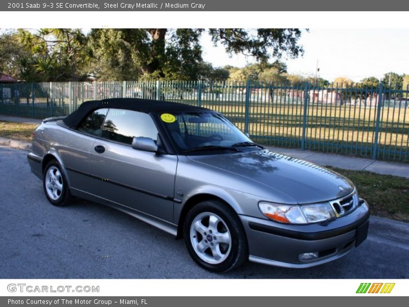 Steel Gray Metallic / Medium Gray 2001 Saab 9-3 SE Convertible