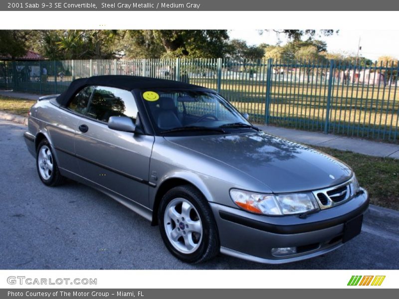 Steel Gray Metallic / Medium Gray 2001 Saab 9-3 SE Convertible