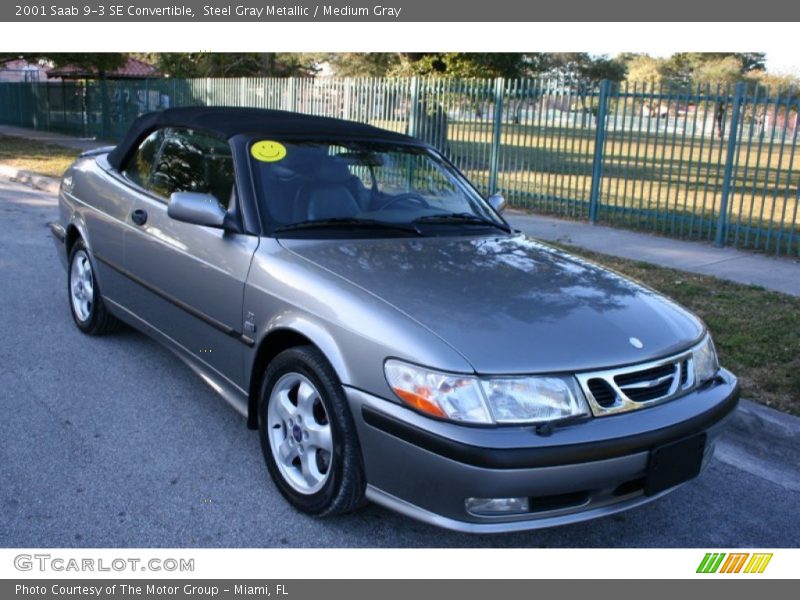 Steel Gray Metallic / Medium Gray 2001 Saab 9-3 SE Convertible