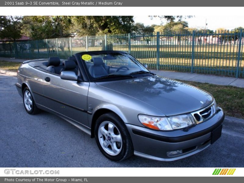 Steel Gray Metallic / Medium Gray 2001 Saab 9-3 SE Convertible