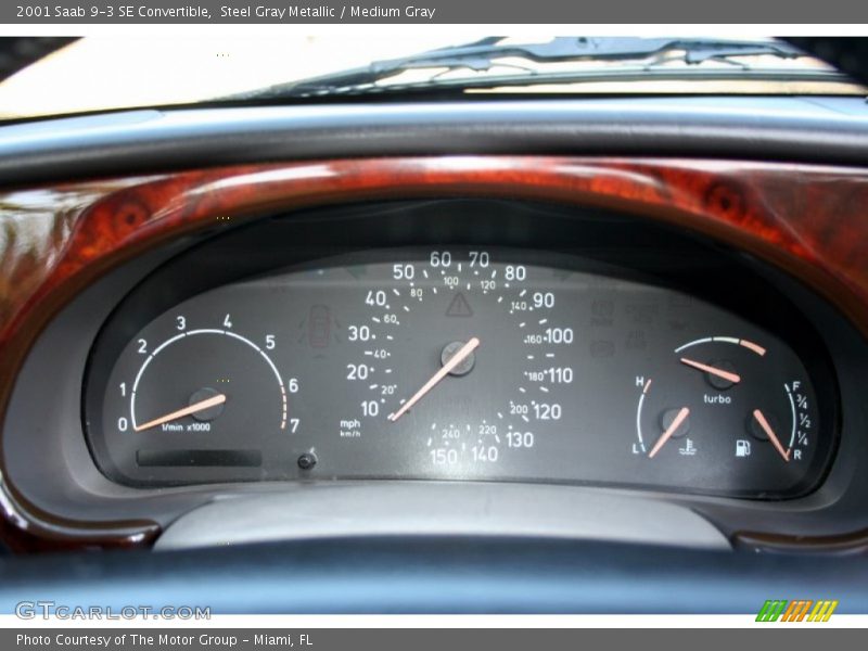 Steel Gray Metallic / Medium Gray 2001 Saab 9-3 SE Convertible