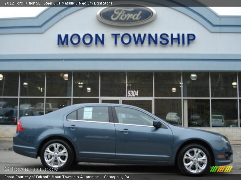 Steel Blue Metallic / Medium Light Stone 2012 Ford Fusion SE