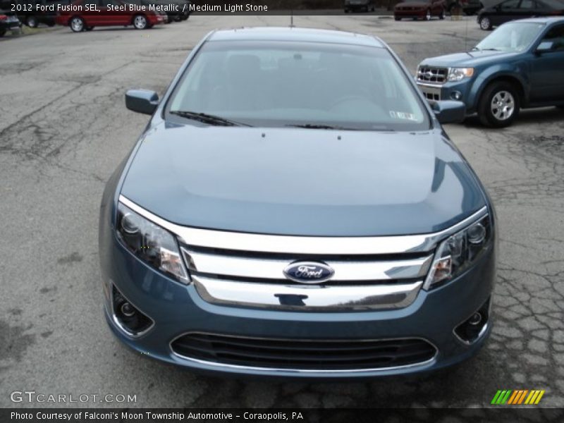 Steel Blue Metallic / Medium Light Stone 2012 Ford Fusion SEL