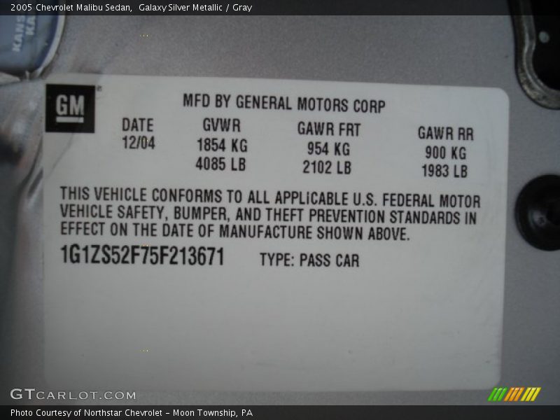 Galaxy Silver Metallic / Gray 2005 Chevrolet Malibu Sedan