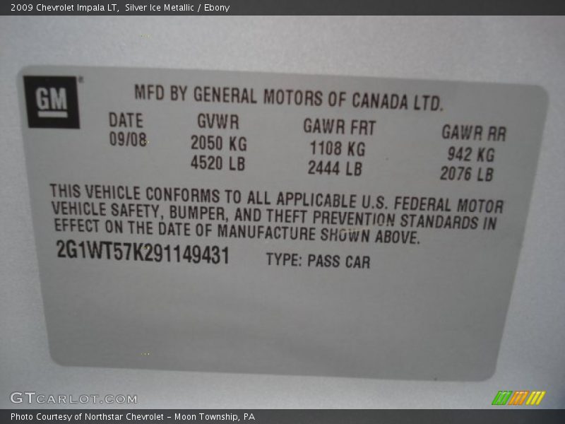 Silver Ice Metallic / Ebony 2009 Chevrolet Impala LT