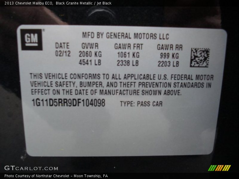 Black Granite Metallic / Jet Black 2013 Chevrolet Malibu ECO