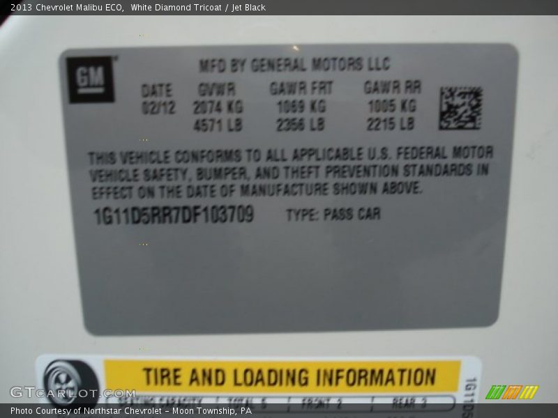 White Diamond Tricoat / Jet Black 2013 Chevrolet Malibu ECO
