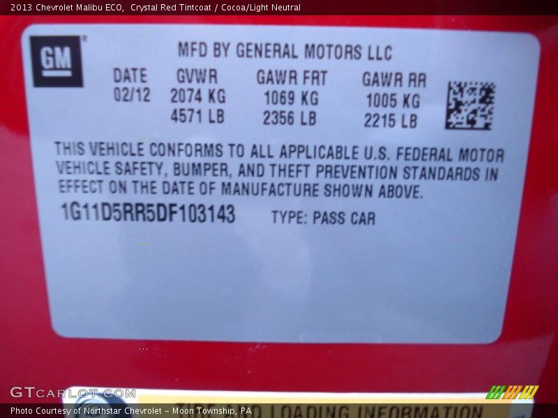 Crystal Red Tintcoat / Cocoa/Light Neutral 2013 Chevrolet Malibu ECO