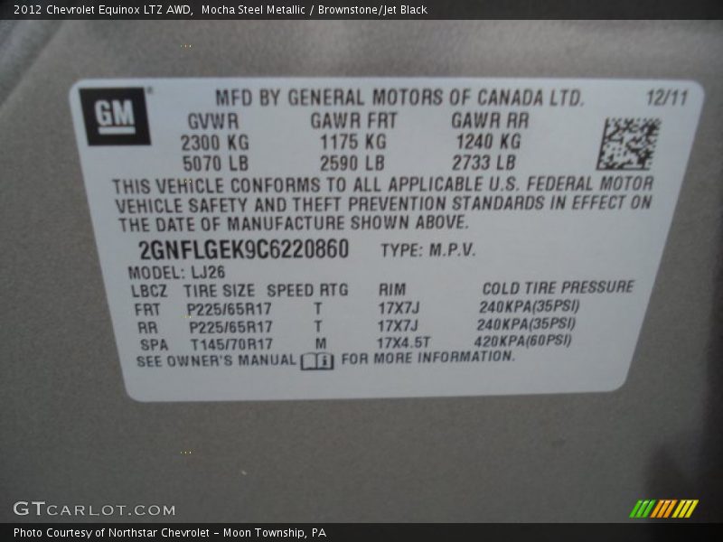 Mocha Steel Metallic / Brownstone/Jet Black 2012 Chevrolet Equinox LTZ AWD