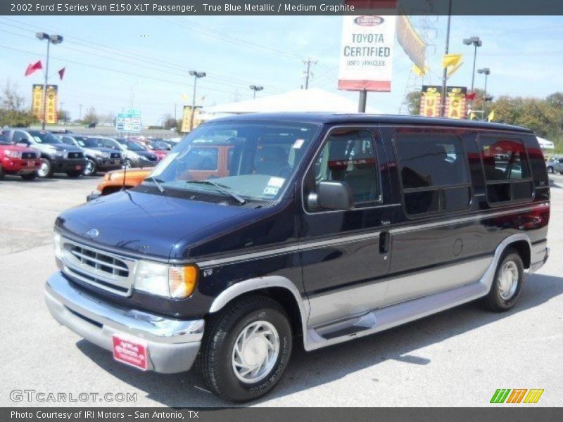True Blue Metallic / Medium Graphite 2002 Ford E Series Van E150 XLT Passenger