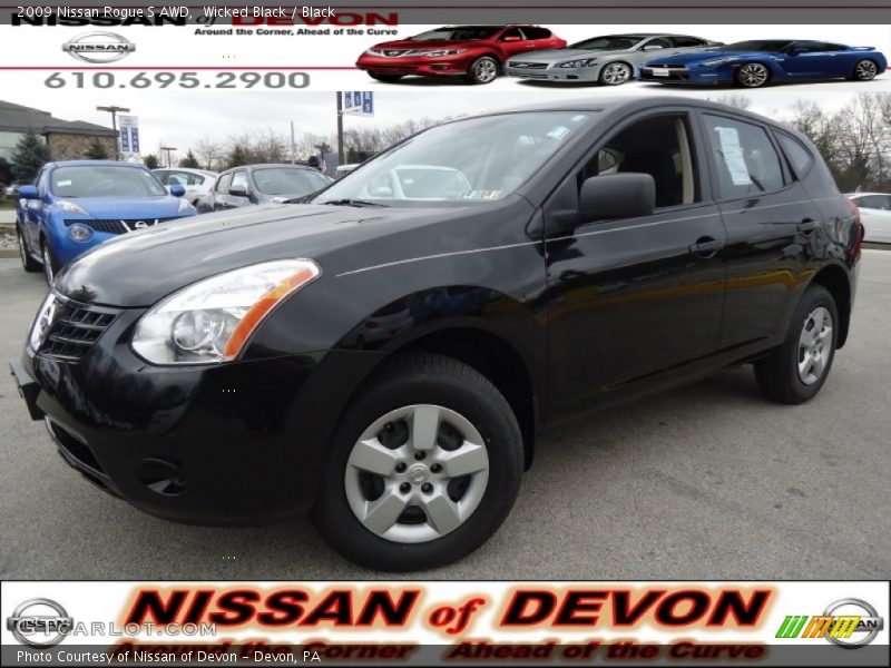 Wicked Black / Black 2009 Nissan Rogue S AWD