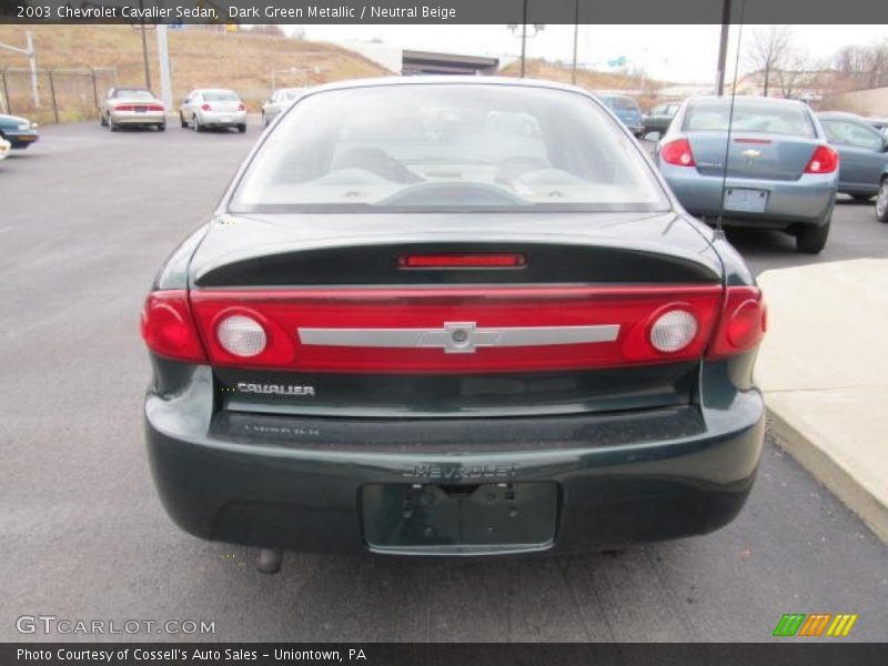 Dark Green Metallic / Neutral Beige 2003 Chevrolet Cavalier Sedan