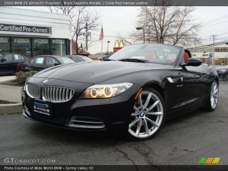 Black Sapphire Metallic / Coral Red Kansas Leather 2009 BMW Z4 sDrive35i Roadster