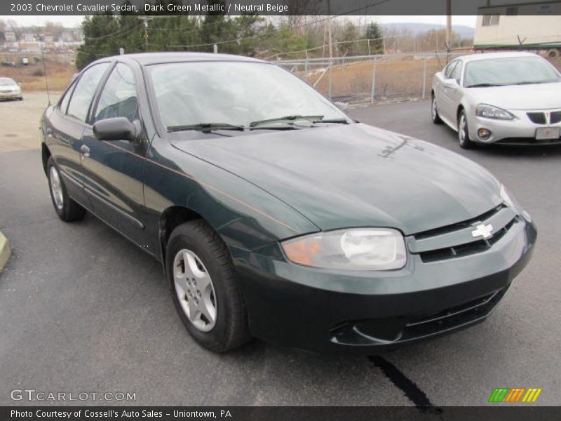 Dark Green Metallic / Neutral Beige 2003 Chevrolet Cavalier Sedan