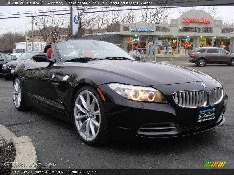 Black Sapphire Metallic / Coral Red Kansas Leather 2009 BMW Z4 sDrive35i Roadster