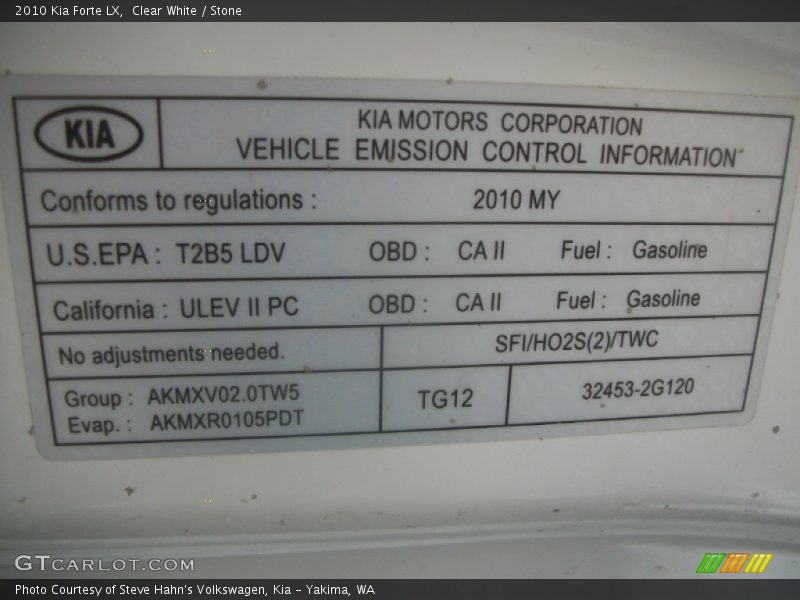 Clear White / Stone 2010 Kia Forte LX