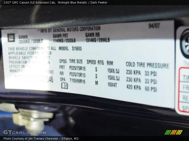 Midnight Blue Metallic / Dark Pewter 2007 GMC Canyon SLE Extended Cab