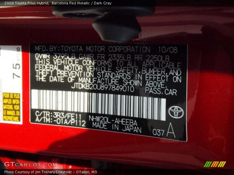 Barcelona Red Metallic / Dark Gray 2009 Toyota Prius Hybrid